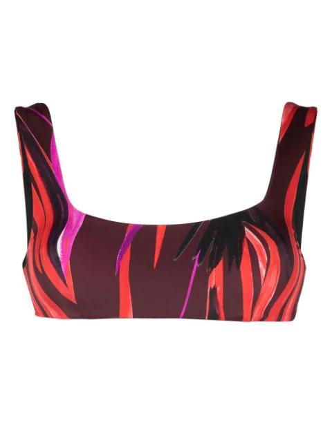 orchid-print scoop-neck bikini top by LOUISA BALLOU
