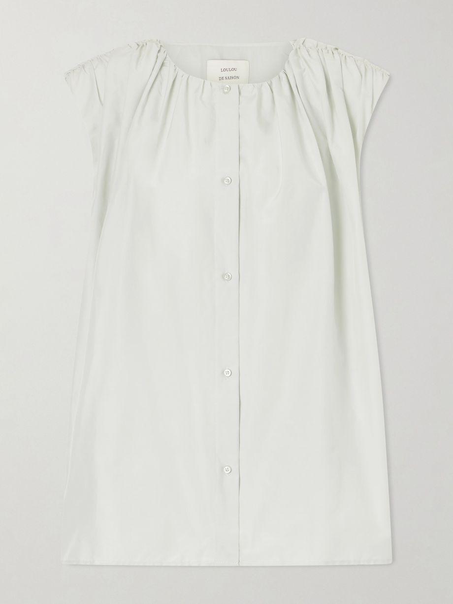 Anca gathered cotton and silk-blend blouse by LOULOU DE SAISON