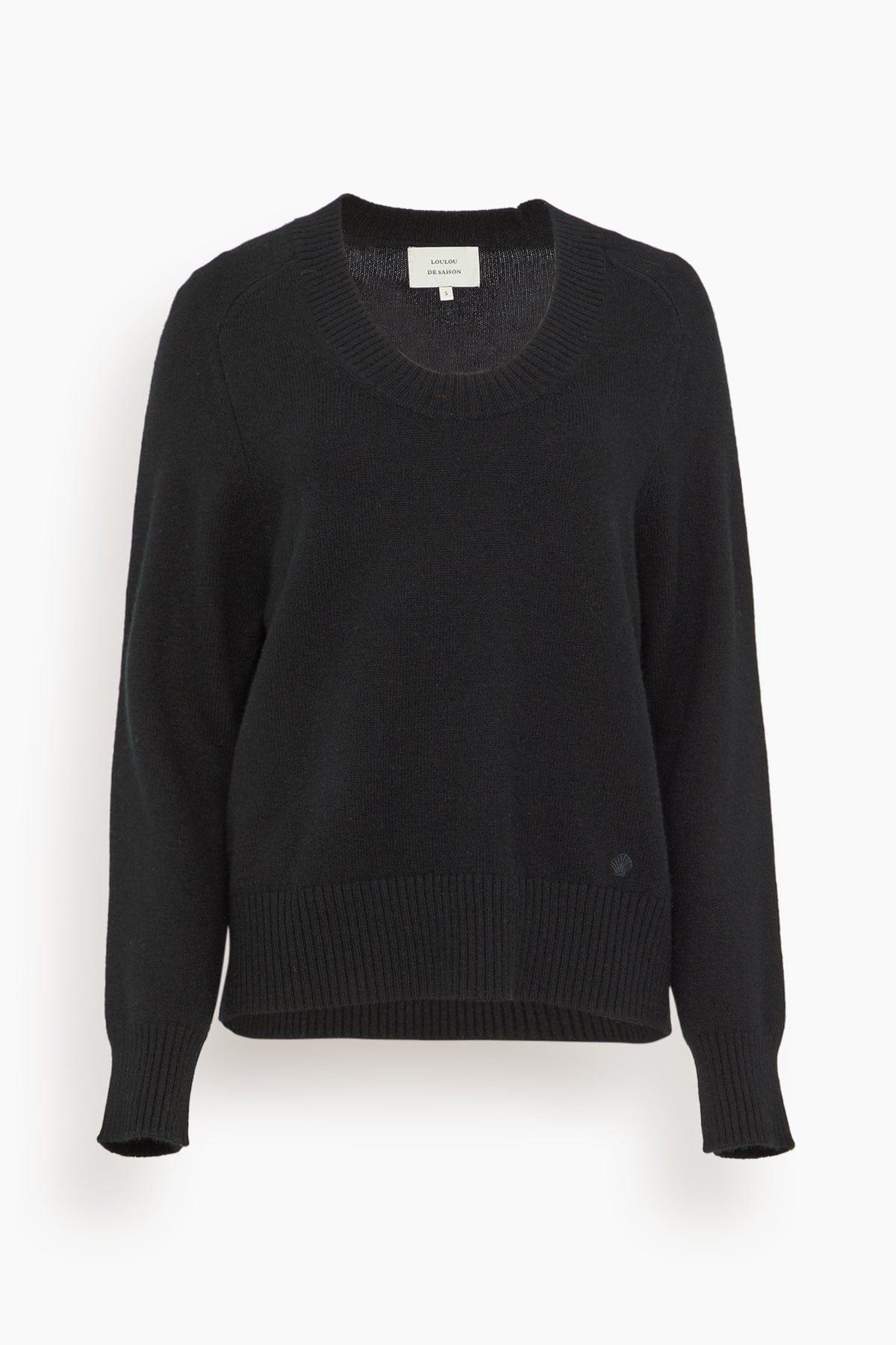 Baji Dropped U-Neck Sweater in Black by LOULOU DE SAISON