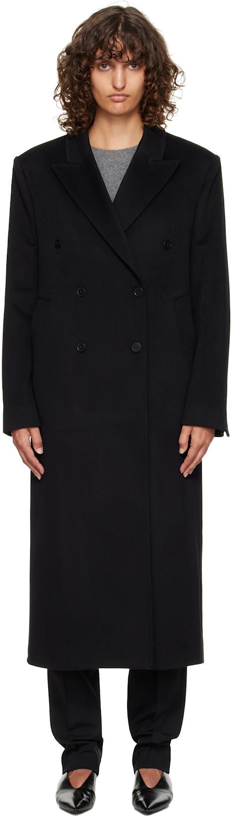 Black Rosco Double Breasted Long Coat by LOULOU DE SAISON