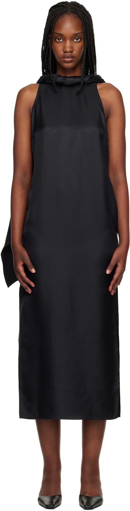 Black Susan Twisted Collar Maxi Dress by LOULOU DE SAISON Black Susan Twisted Collar Maxi Dress by LOULOU DE SAISON