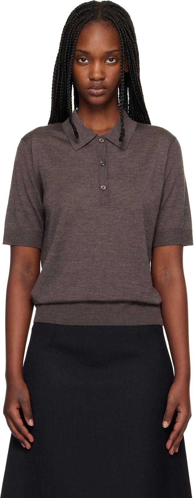 Brown Migo Fluid Cashmere Polo by LOULOU DE SAISON