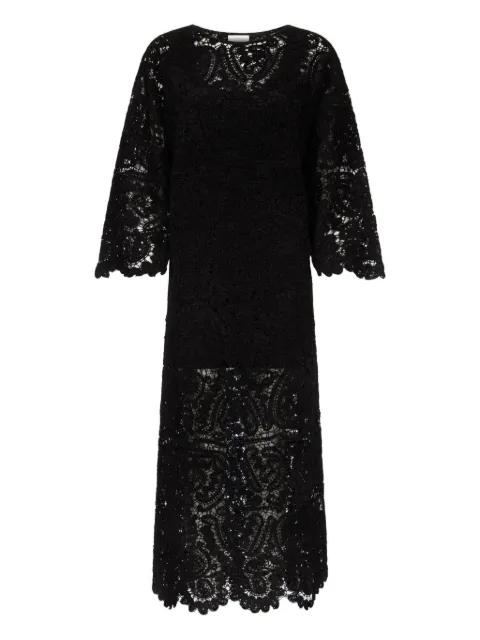 CIKO crochet-pattern bell-sleeve midi dress by LOULOU DE SAISON