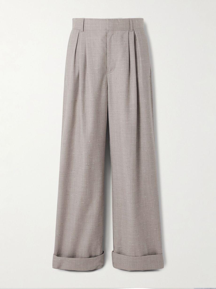 Davy pleated mélange wool and silk-blend dupioni wide-leg pants by LOULOU DE SAISON