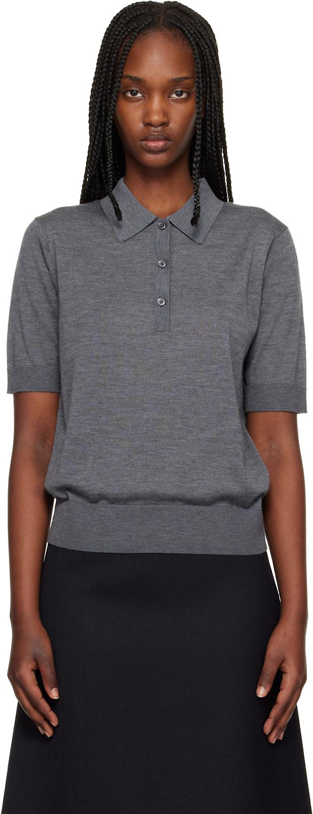 Gray Migo Fluid Cashmere Polo by LOULOU DE SAISON