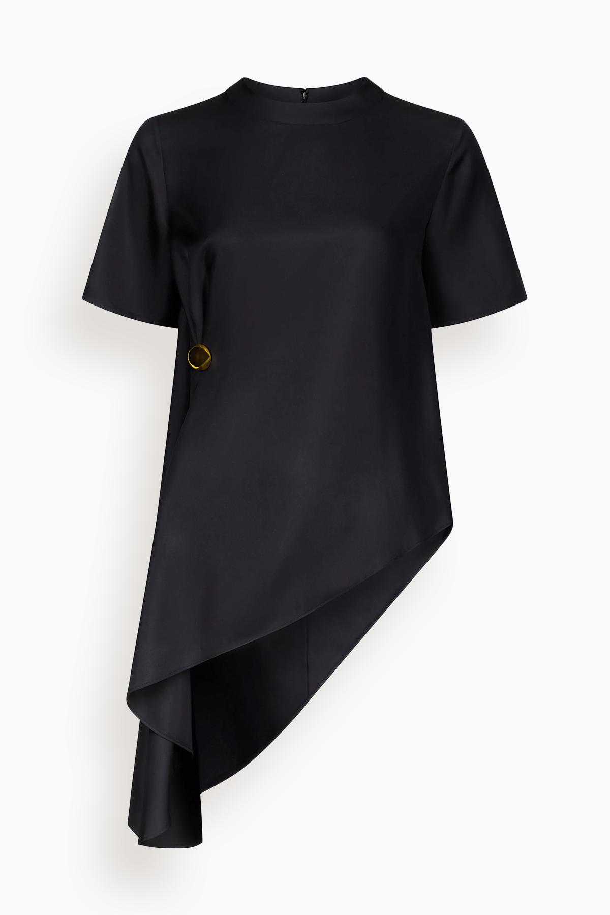 Madea Draped Asymmetric Top in Black by LOULOU DE SAISON