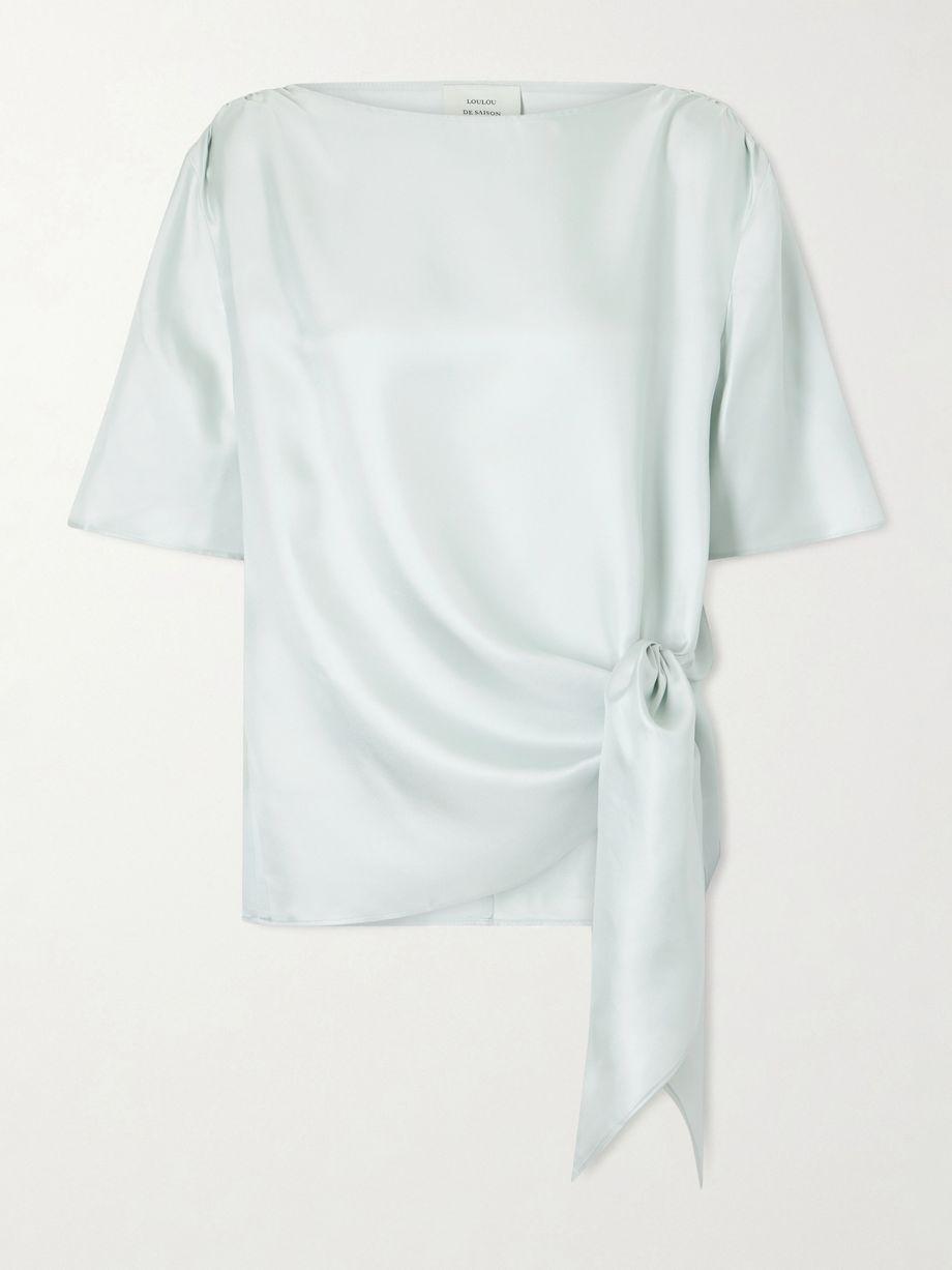 Mano knotted silk-twill blouse by LOULOU DE SAISON