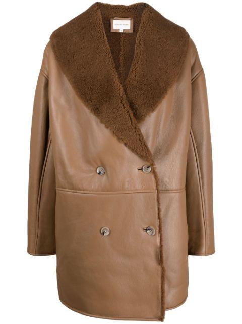 Namo double-breasted shearling-lined coat by LOULOU DE SAISON