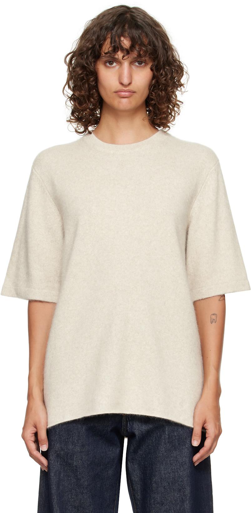 Off-White Raven Yak Blend Short Sleeves Sweater by LOULOU DE SAISON
