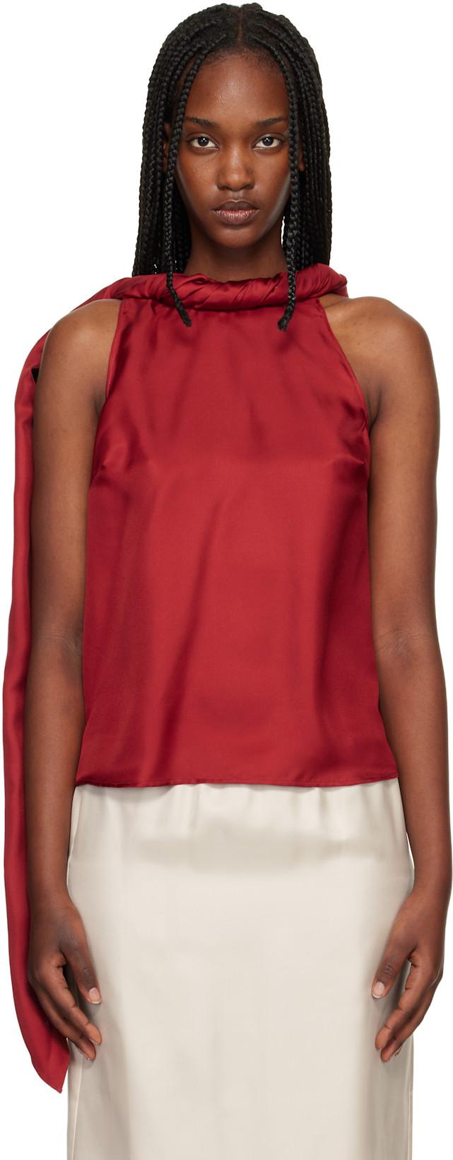 Orange Wilma Twisted Collar Blouse by LOULOU DE SAISON