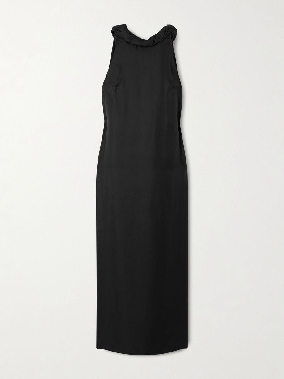 Susan tie-detailed draped silk-twill midi dress by LOULOU DE SAISON