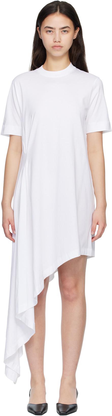 White IGARI Asymmetric T-shirt Midi Dress by LOULOU DE SAISON White IGARI Asymmetric T-shirt Midi Dress by LOULOU DE SAISON