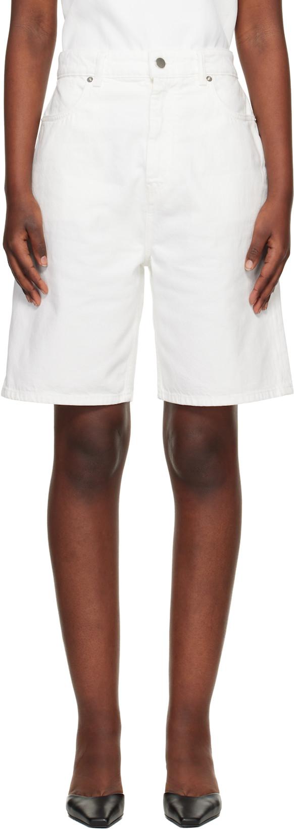 White Isu Lds Denim Shorts by LOULOU DE SAISON