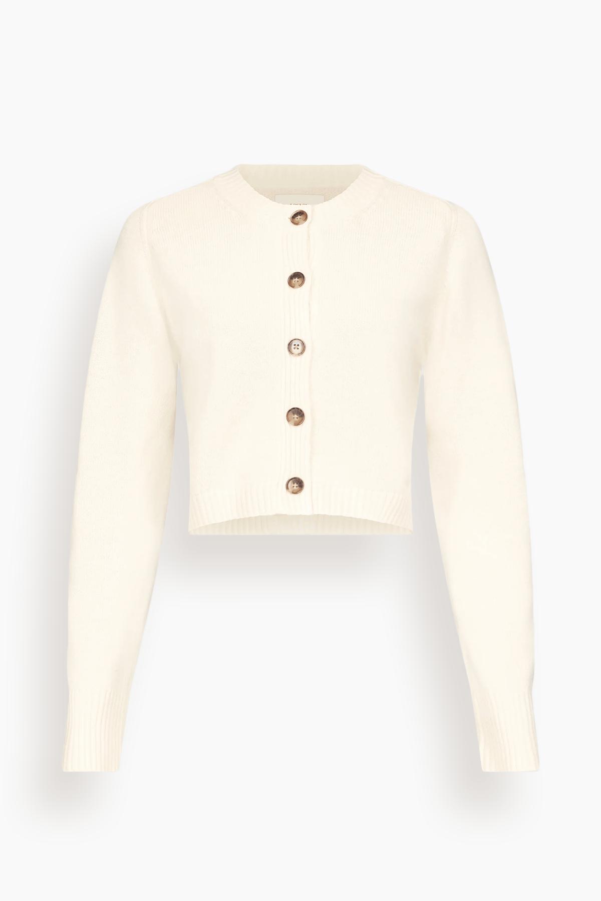 Zephir Cropped Cardigan in Ivory by LOULOU DE SAISON