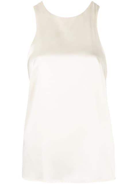twist-detail racerback silk top by LOULOU DE SAISON