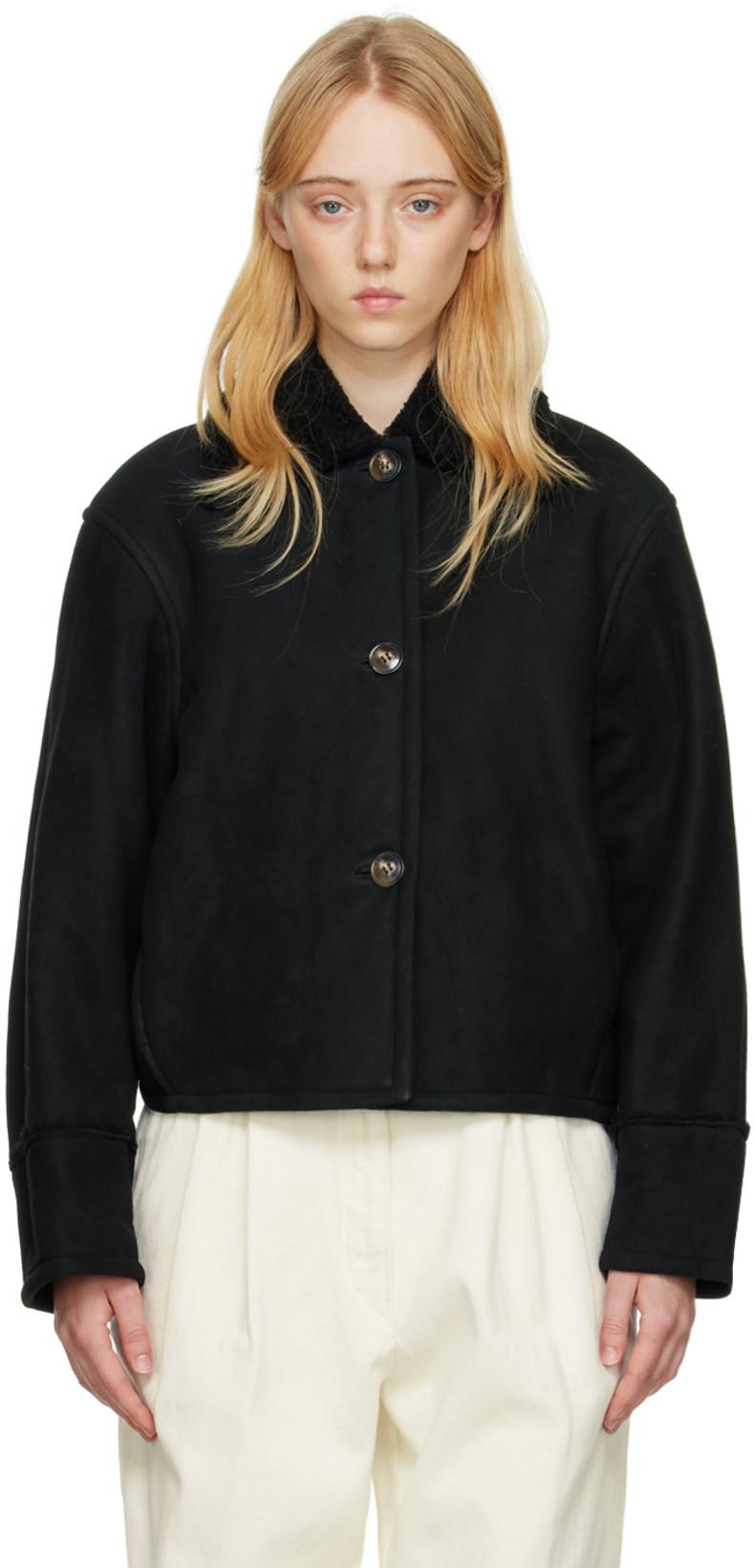 Black Vika Shearling Jacket by LOULOU STUDIO