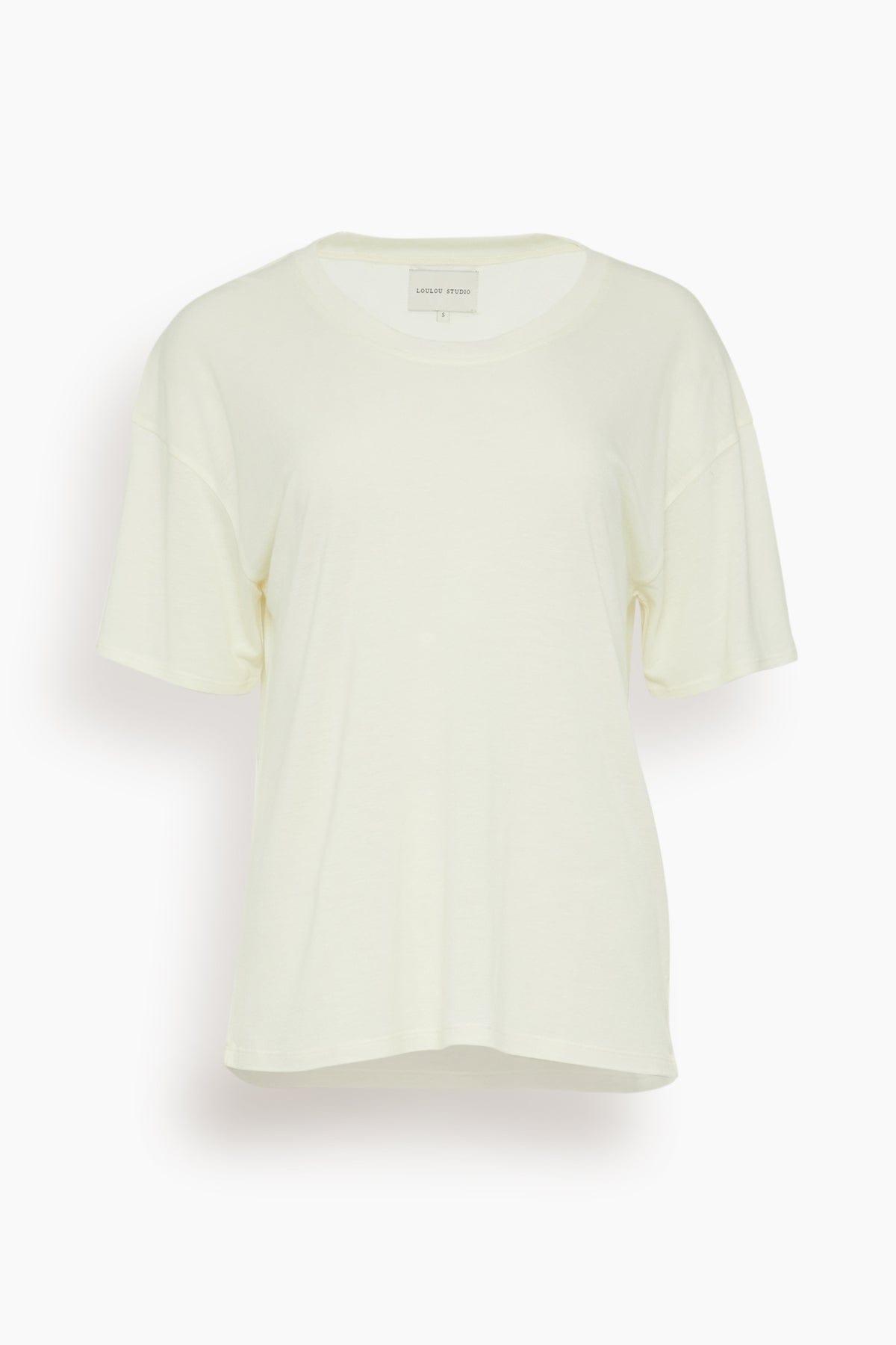 Short Sleeved T-Shirt in Ivory by LOULOU STUDIO