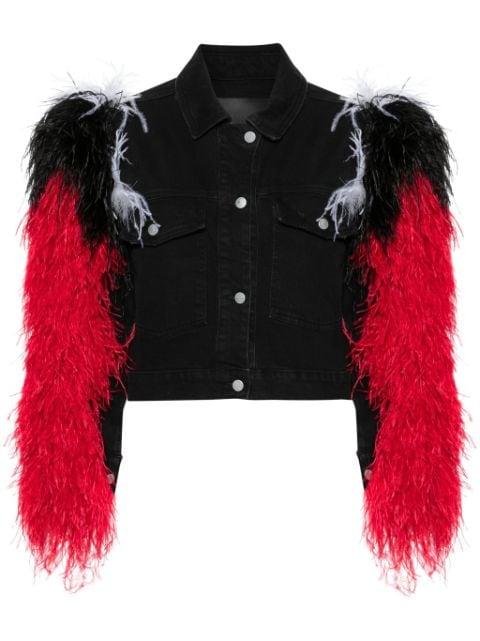 feather-detail denim jacket by LOULOU
