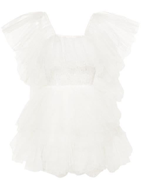 floral-embroidered tulle minidress by LOULOU