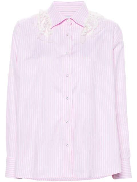 lace-detail striped shirt by LOULOU