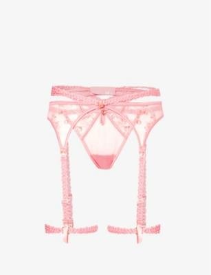 Casey floral-embroidered mesh two-piece set by LOUNGE UNDERWEAR