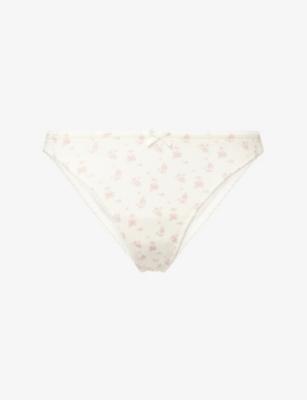 Floral-Print Pointelle Stretch-Cotton Thong by LOUNGE UNDERWEAR