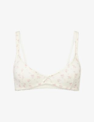 Pointelle Floral-Print Stretch-Cotton Bralette by LOUNGE UNDERWEAR