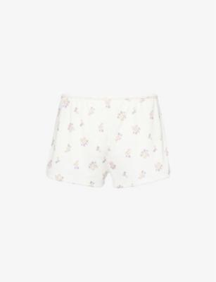 Pointelle floral-print mid-rise stretch-woven pyjama shorts by LOUNGE UNDERWEAR