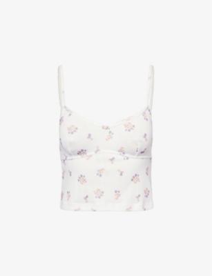 Pointelle floral-print stretch-woven pyjama top by LOUNGE UNDERWEAR