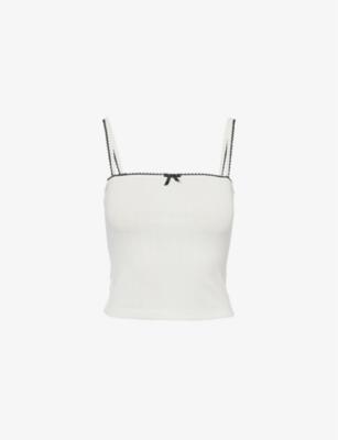 Pointelle square-neck stretch-woven pyjama top by LOUNGE UNDERWEAR