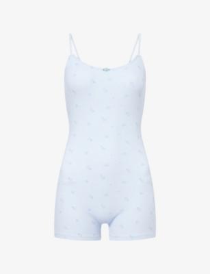 Ribbed Floral Cotton-Jersey Sleep Romper by LOUNGE UNDERWEAR