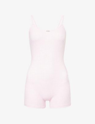 Ribbed Gingham Cotton-Jersey Sleep Romper by LOUNGE UNDERWEAR