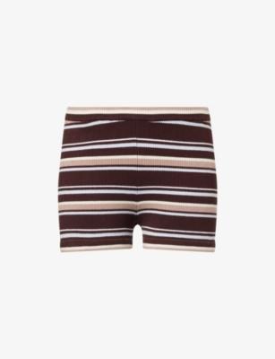 Stripe-Pattern Ribbed Stretch-Knit Shorts by LOUNGE UNDERWEAR