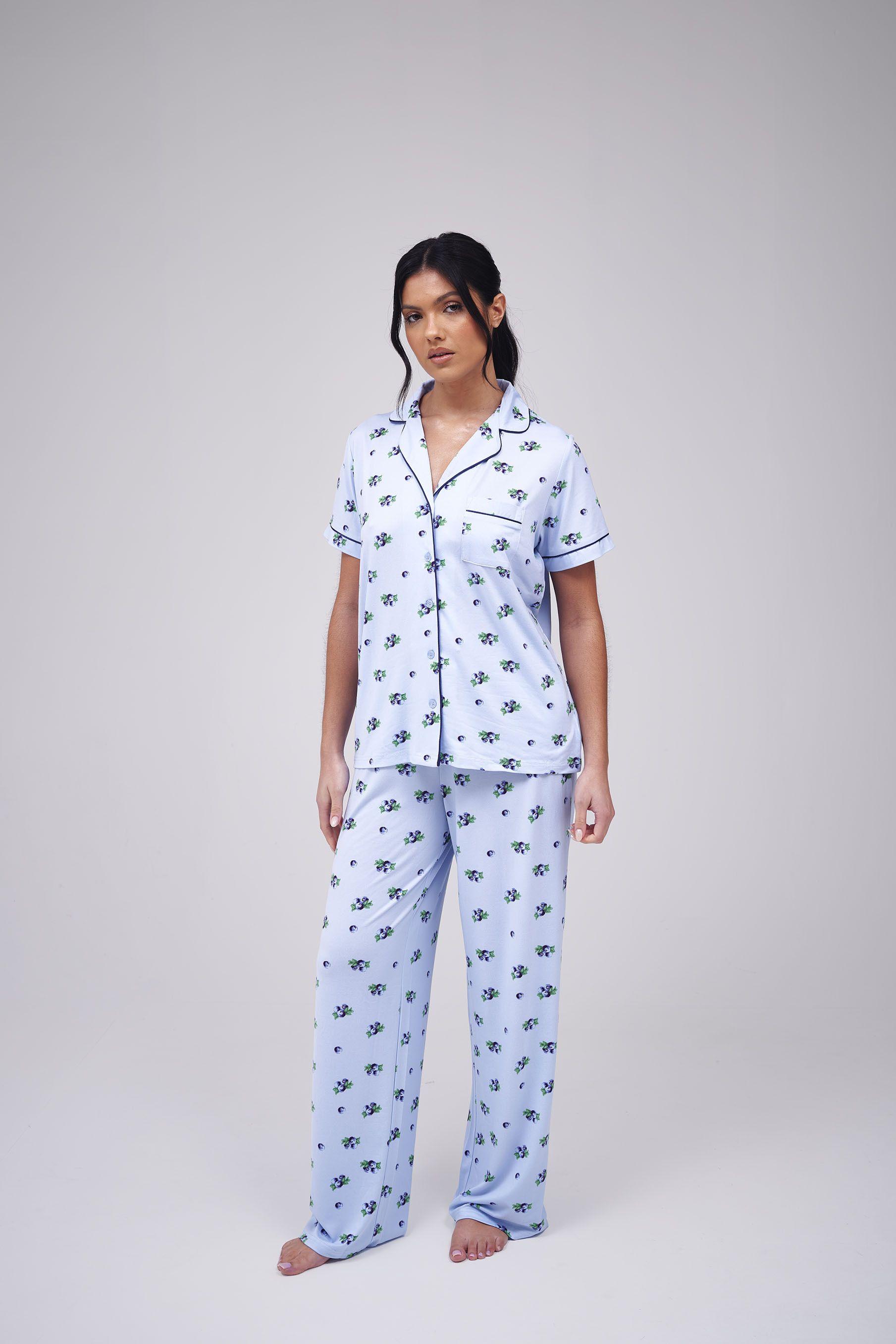 Blueberry Printed Super Soft Short Sleeve Revere Pyjama Set by LOUNGEABLE