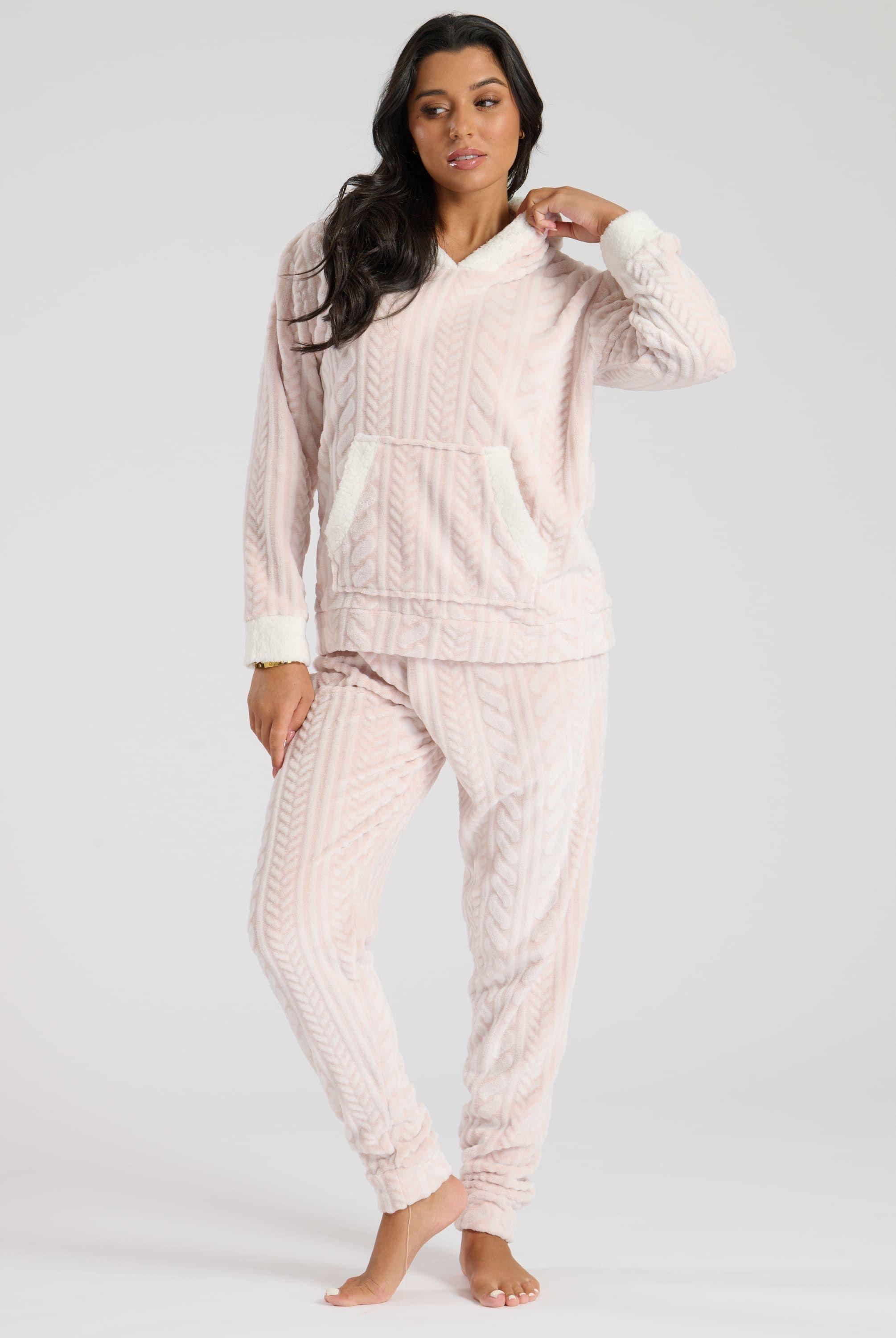 Cable Cut Luxury Fleece Hooded Ears Twosie by LOUNGEABLE