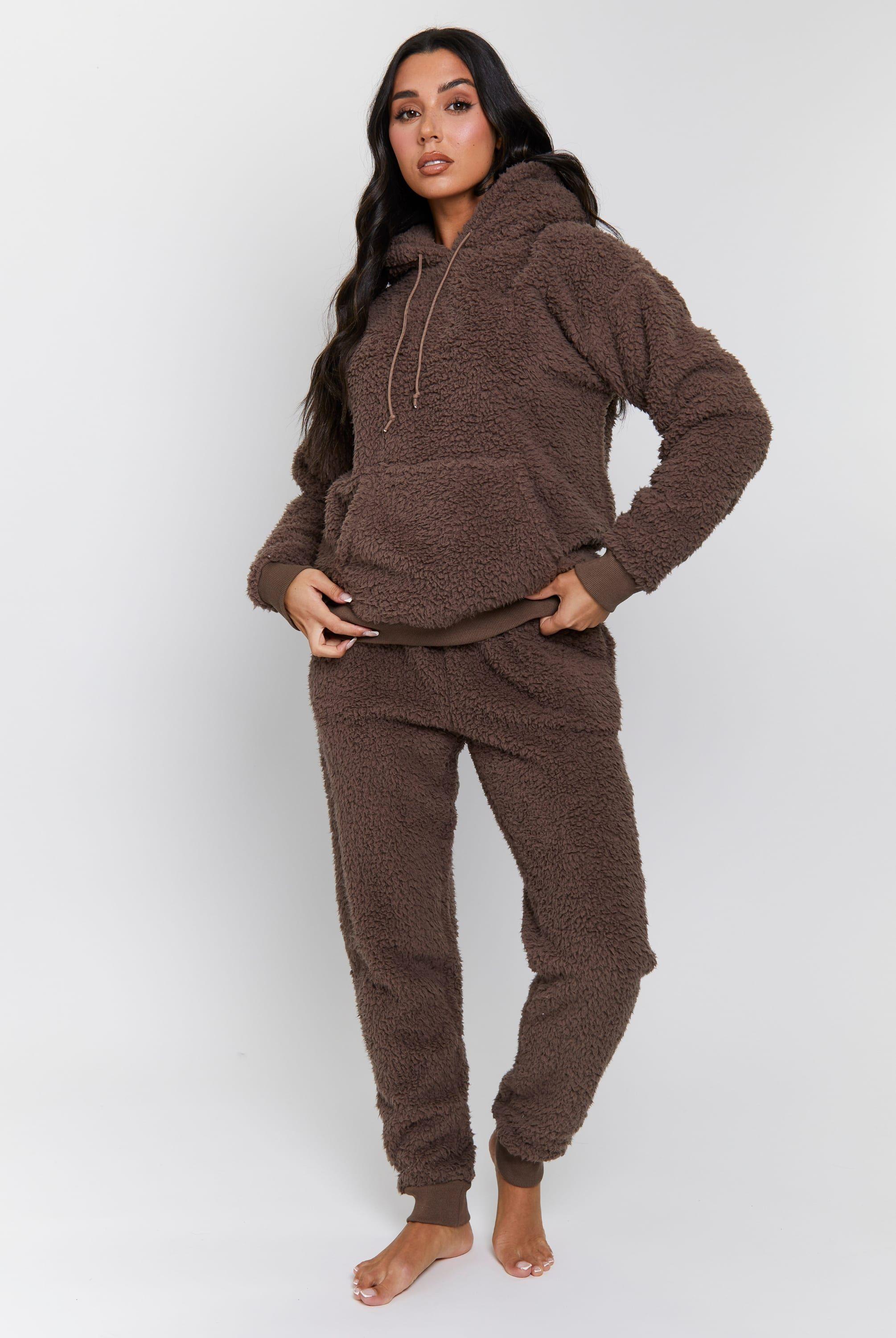Chunky Sherpa Hoodie and Jogger Lounge Set by LOUNGEABLE