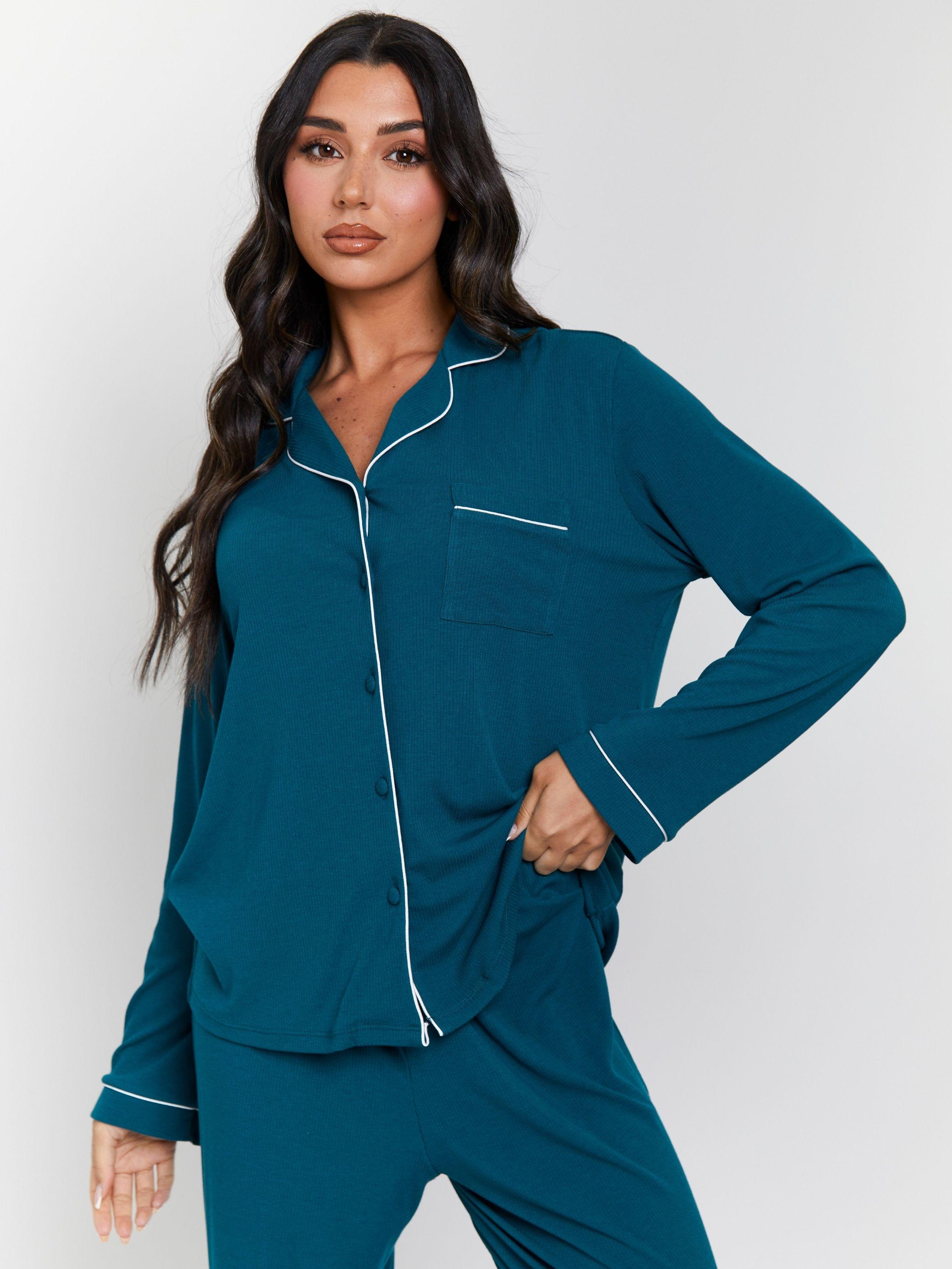 Rib Long Sleeve Traditional Shirt and Long Pant by LOUNGEABLE