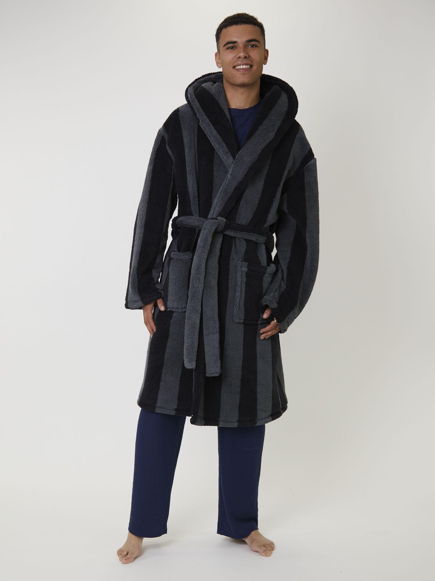 Stripe Sherpa Hooded Dressing Gown by LOUNGEABLE