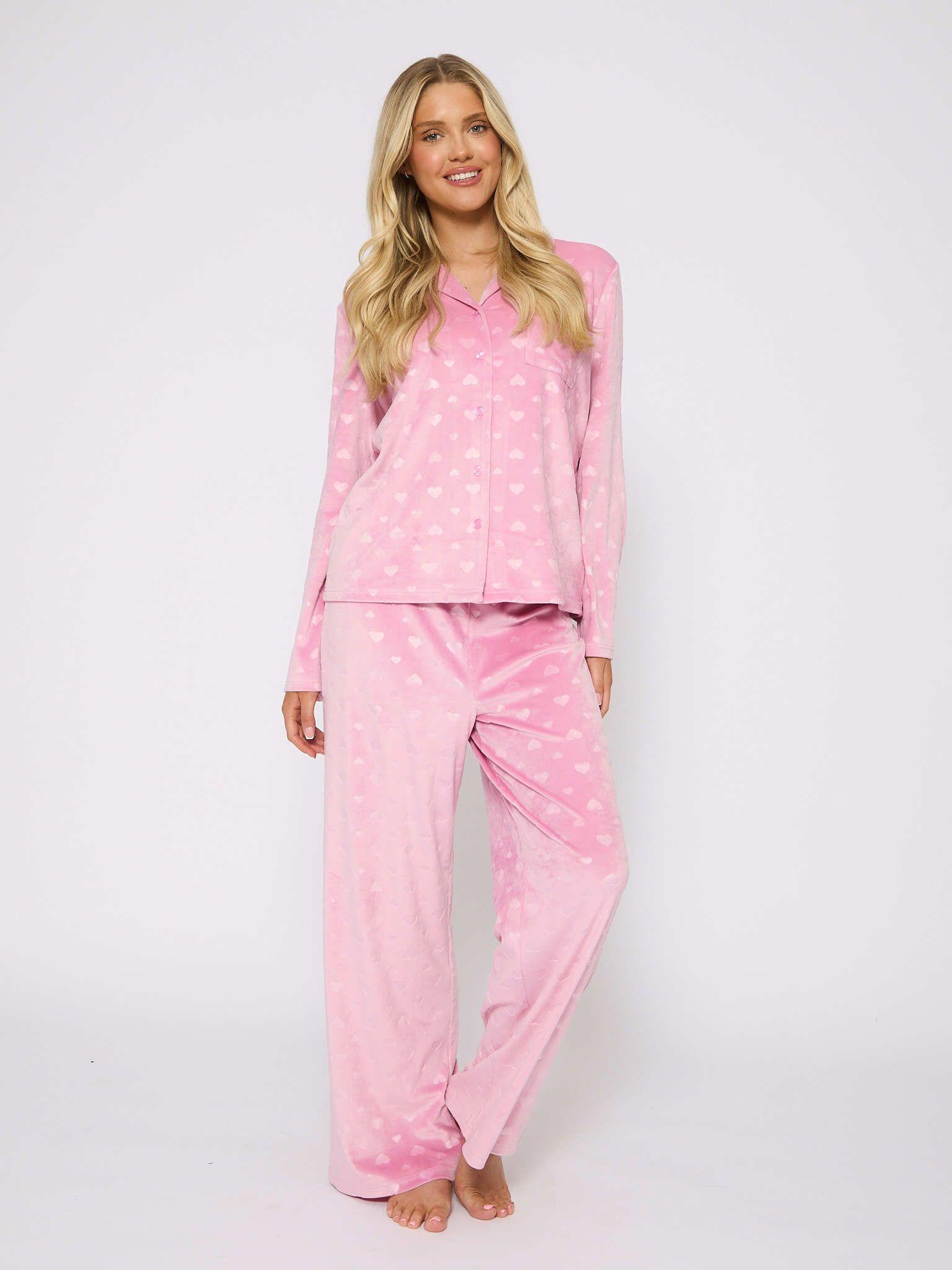Velour heart Traditional Pyjama Set by LOUNGEABLE