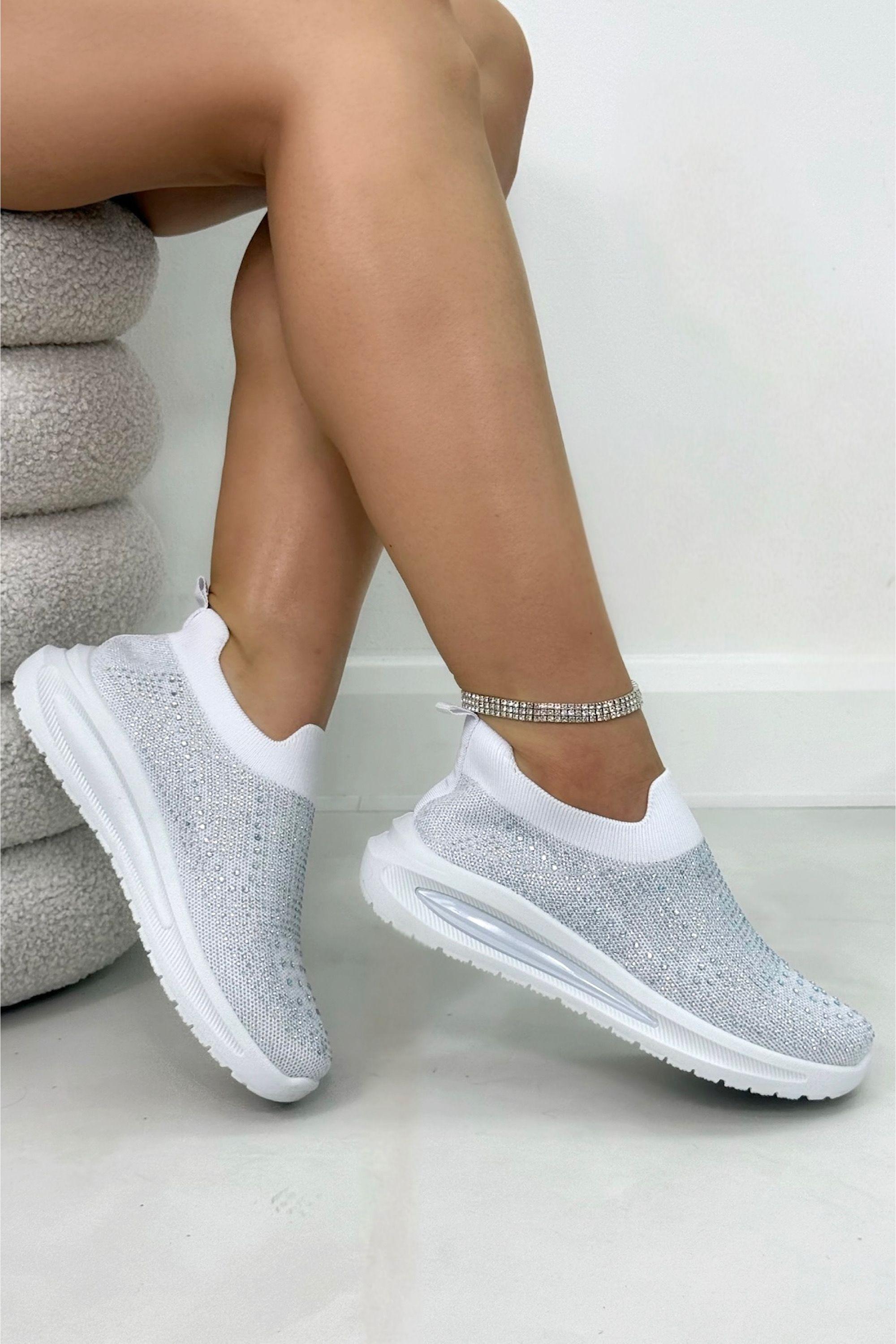 Crystal Comfort Aura Stretch Sock Slip On Trainers by LOVE LEMONADE