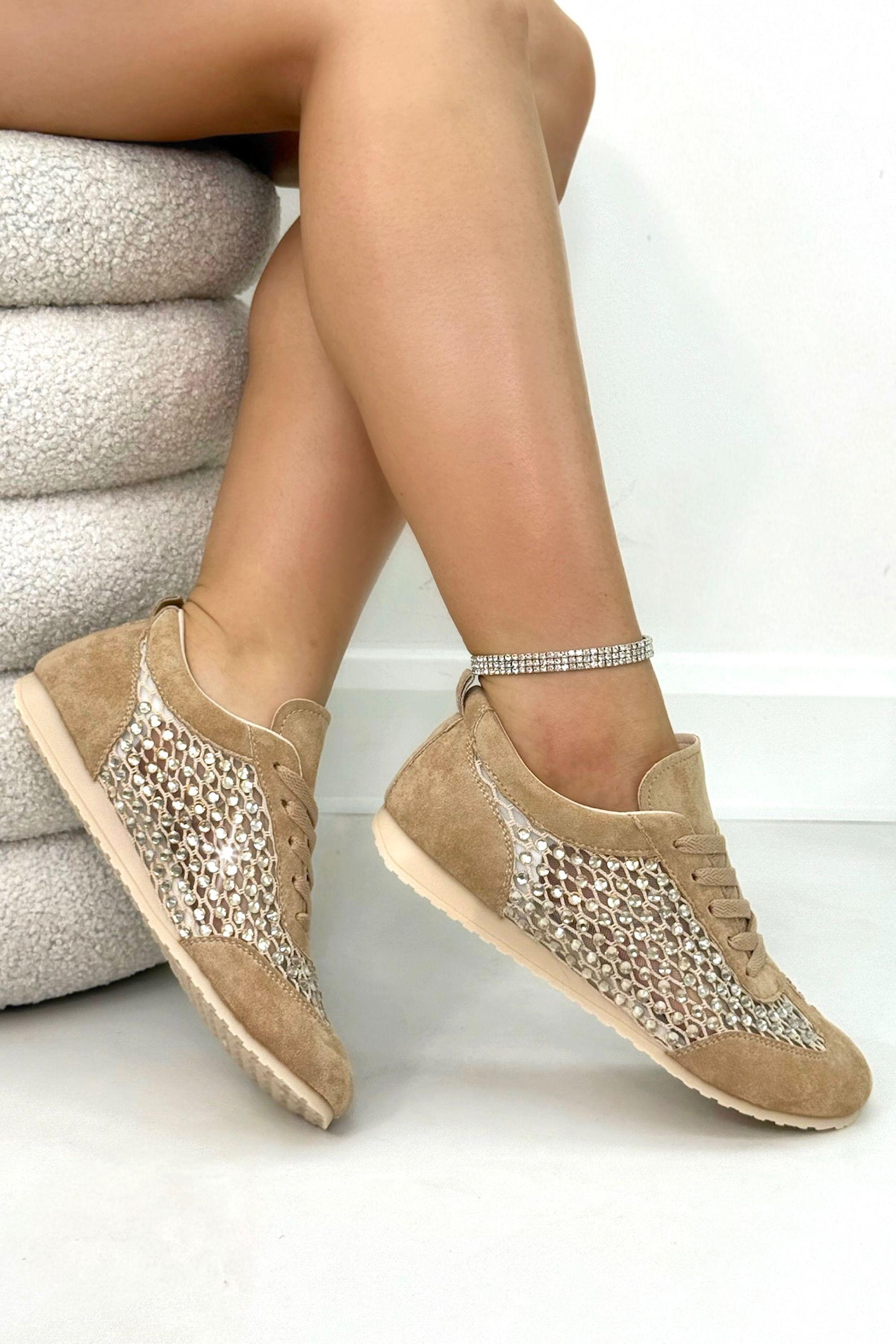 Crystal Contour Sparkly Panel Trainers by LOVE LEMONADE