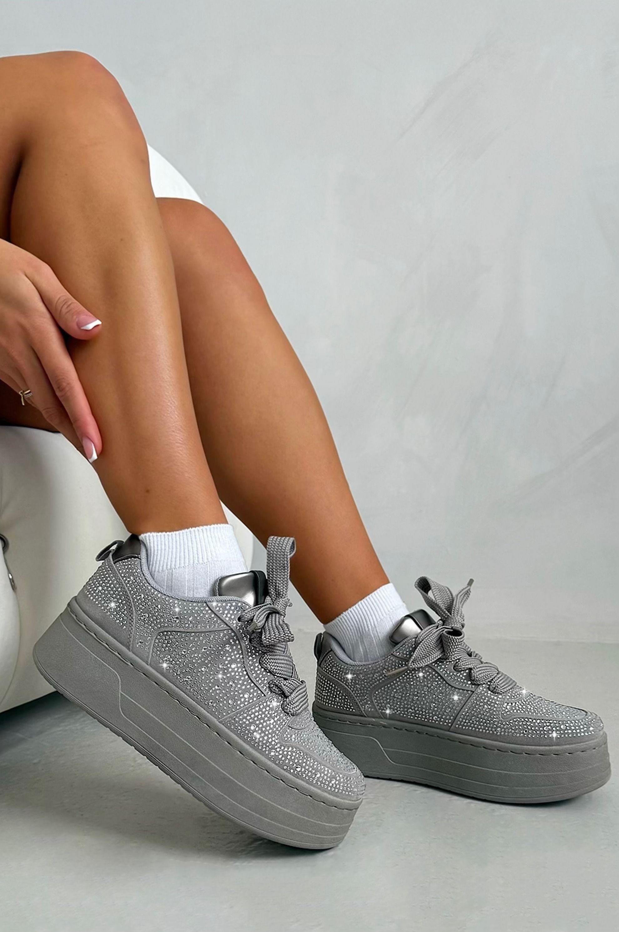Crystal Dazzle Drop Platform Trainers by LOVE LEMONADE