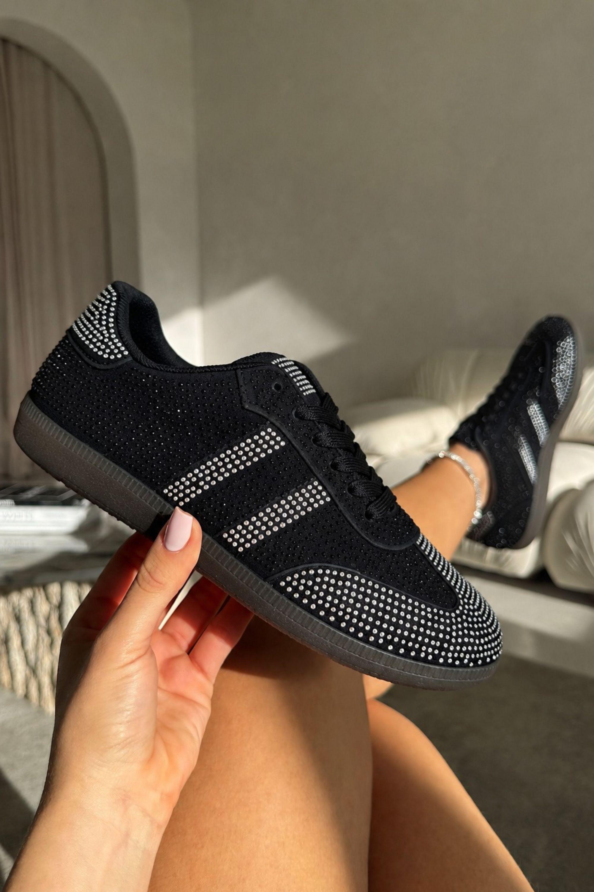 Crystal Downtown Chic Lace-Up Trainers by LOVE LEMONADE