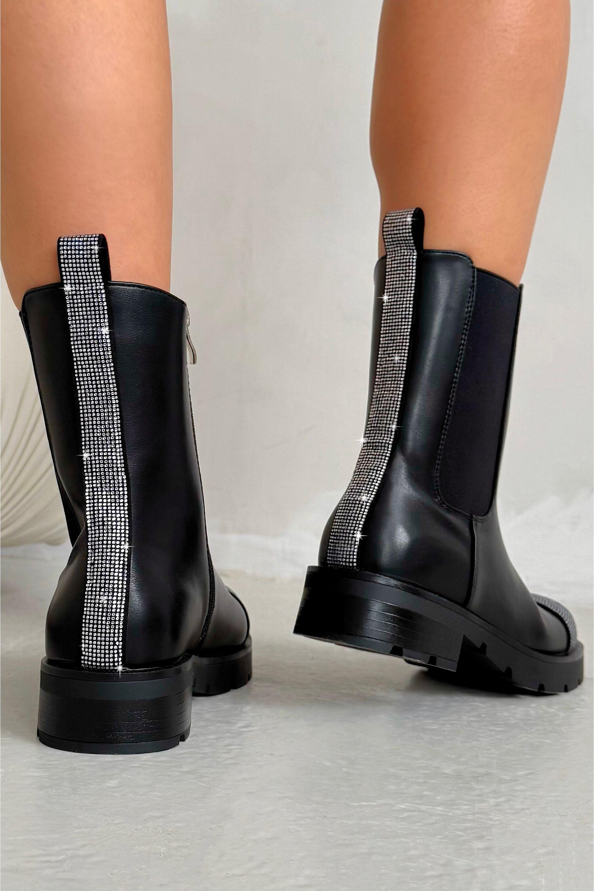 Crystal Eclipse Embellished Toe Chelsea Boots by LOVE LEMONADE