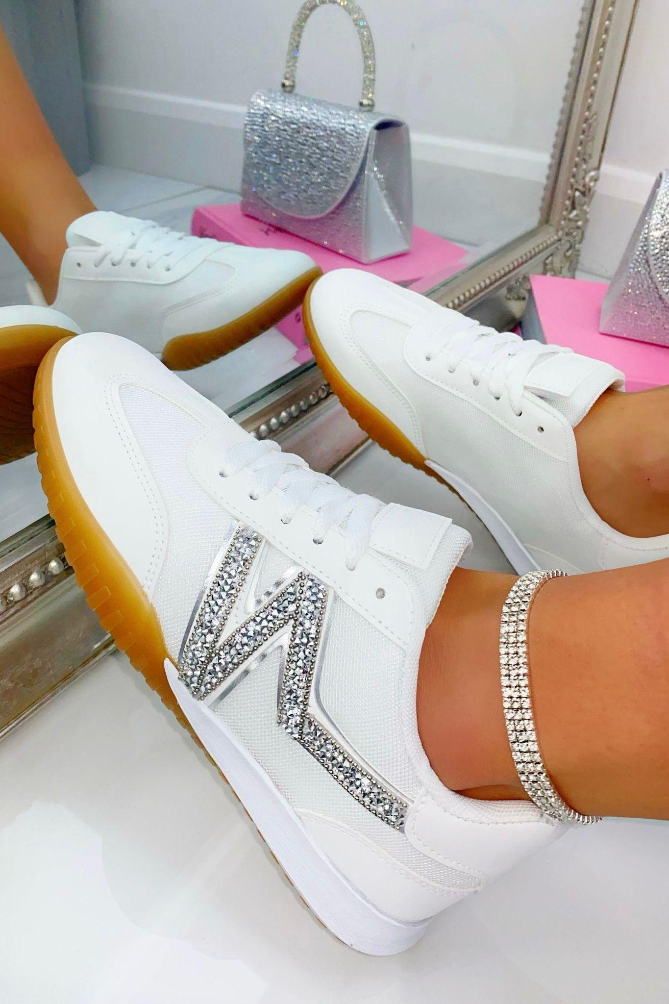 Crystal Embelished Wave Comfort Trainers by LOVE LEMONADE