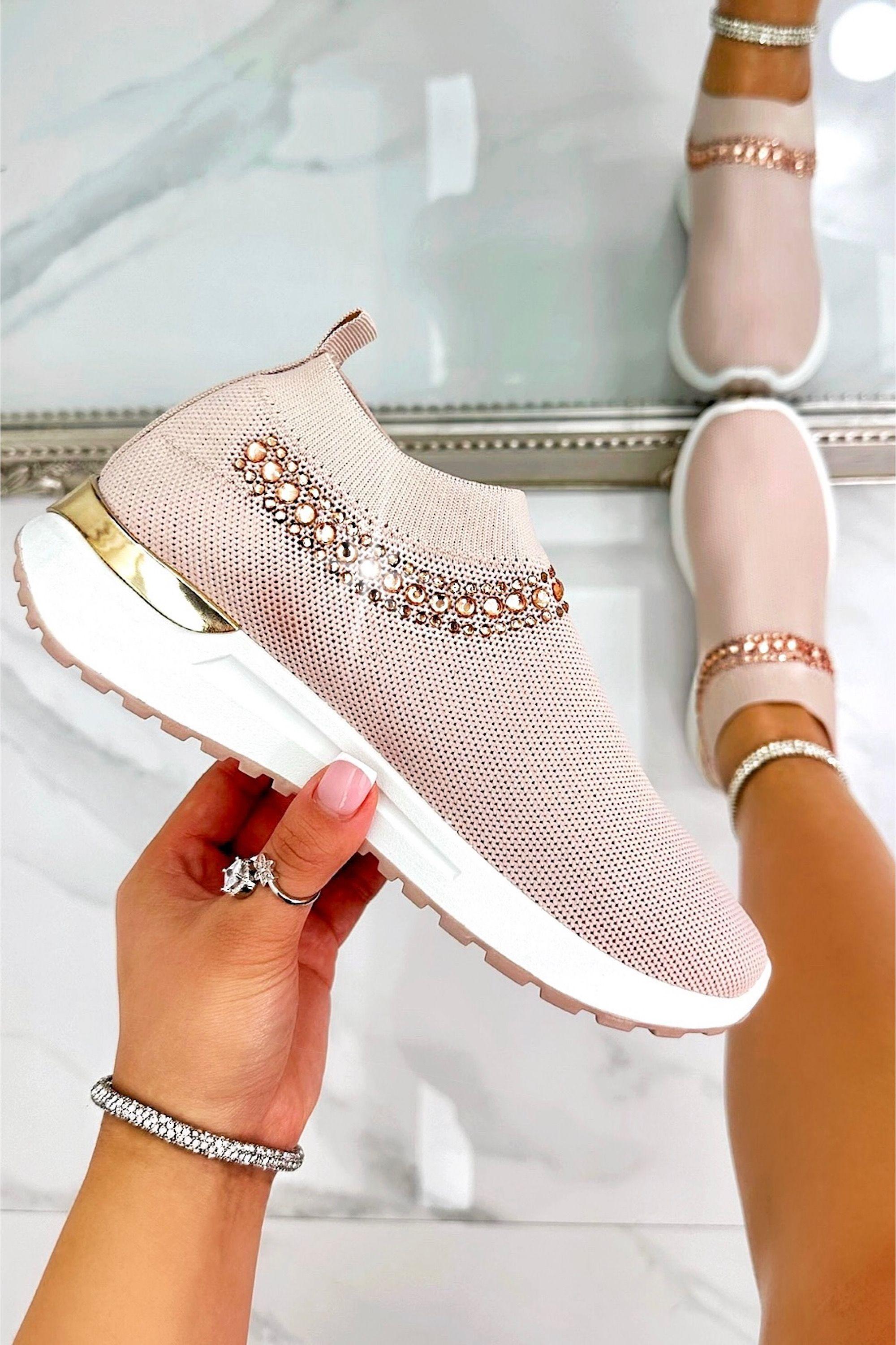 Crystal Halo Comfort Stretch Slip On Trainers by LOVE LEMONADE