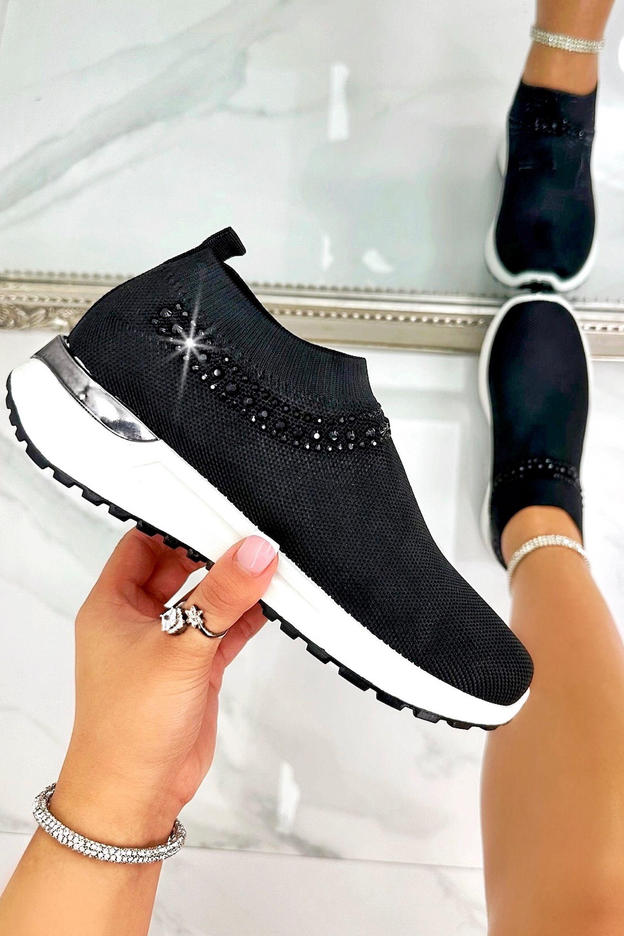 Crystal Halo Comfort Stretch Slip On Trainers by LOVE LEMONADE