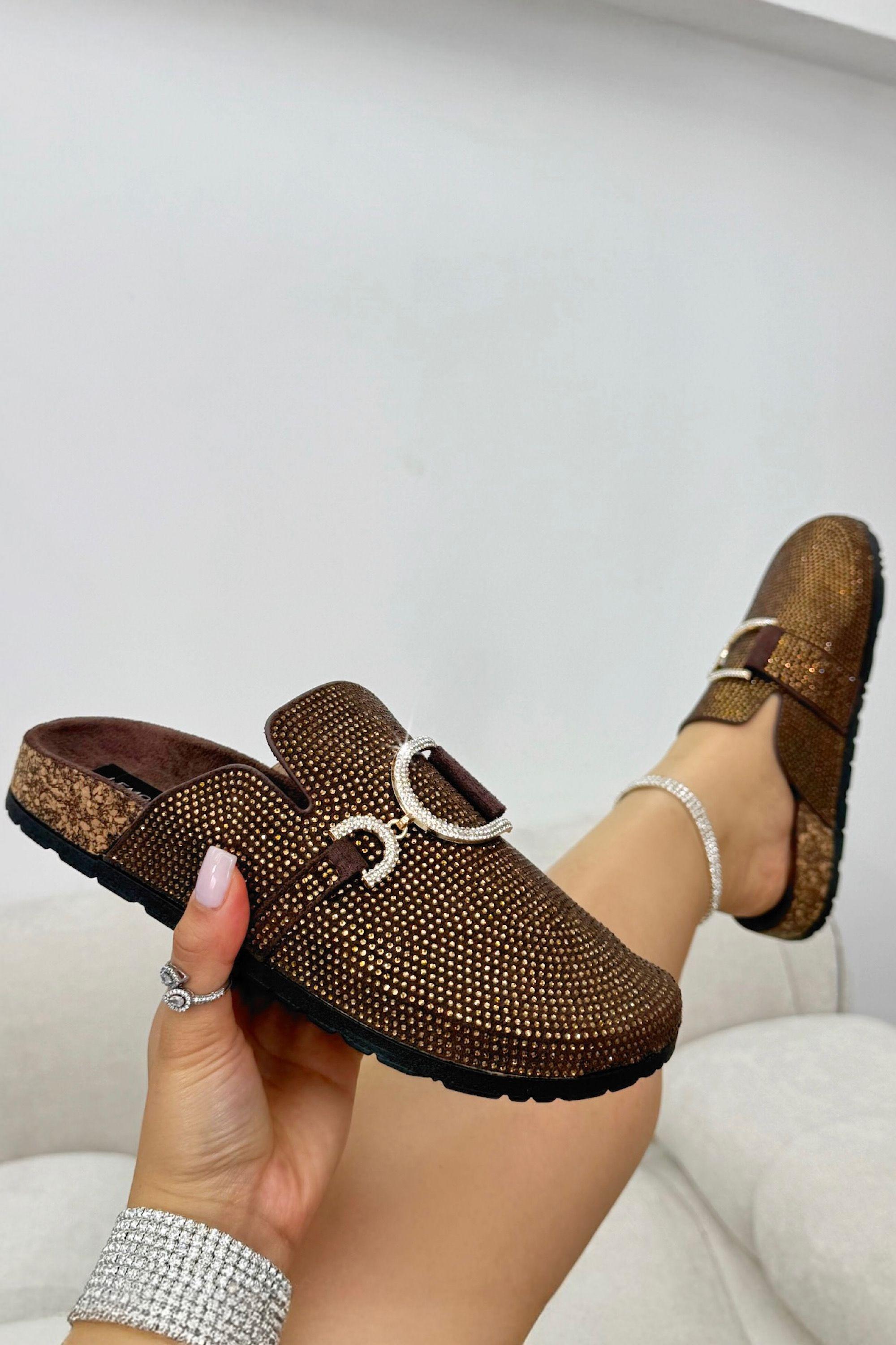 Crystal Imperial Suede Slip On Clog Mules by LOVE LEMONADE