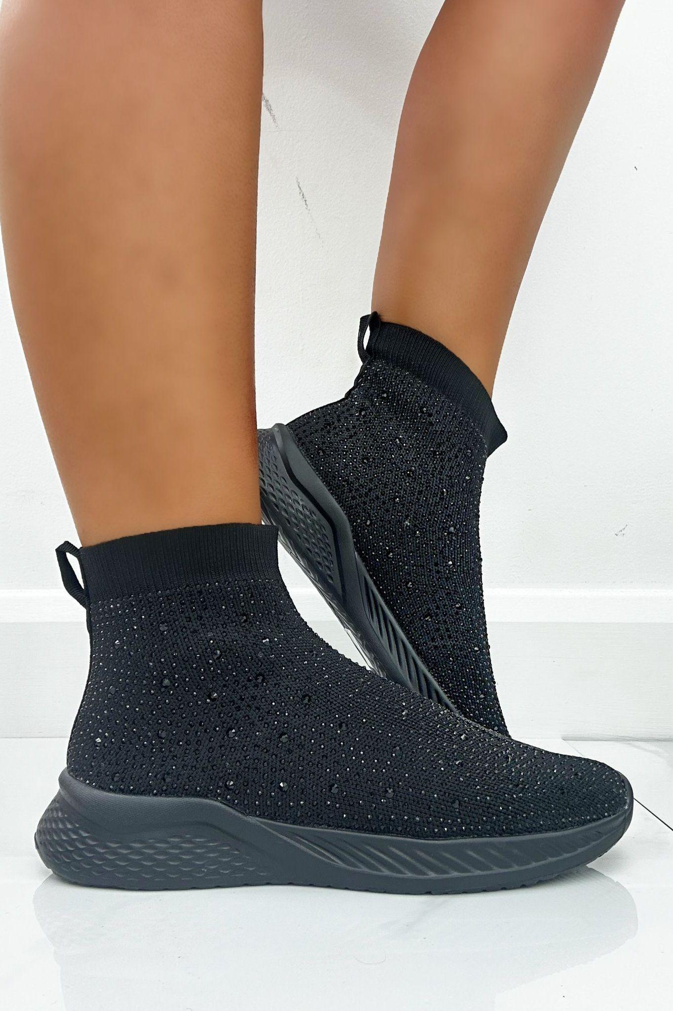 Crystal Knitted Stretch Sock Trainers by LOVE LEMONADE