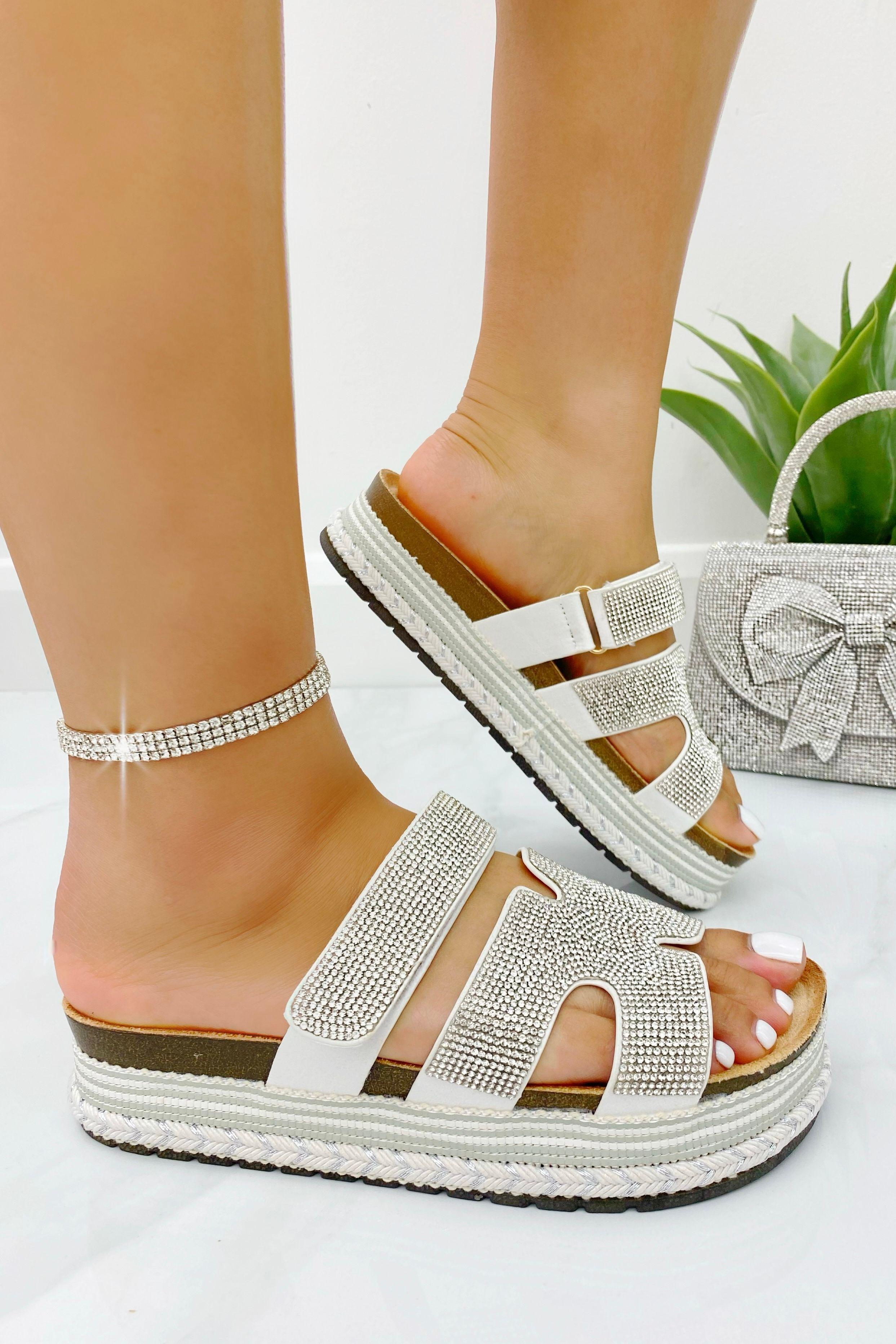 Crystal Luxe Double Strap Sliders by LOVE LEMONADE